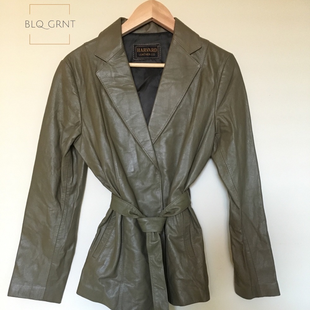 Ladies Olive Green Leather Jacket